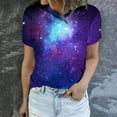 thumbnail image 4 of Penkiiy Galaxy Printed Shirt ,Women's 2024 Spring And Summer Casual Fashion Sky Print Short-Sleeved Round Neck T-Shirt Tops/Shirts S Purple, 4 of 6