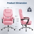 thumbnail image 5 of Vyrox Ergonomic Executive Office Chair with Massage Lumbar Support & Footrest, Reclining High-Back PU Leather Desk Chair, Pink, 5 of 7