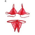 thumbnail image 3 of PULLIMORE Womens Sexy Lingerie Lace Bra Thong Panty Set Babydoll Underwear (Red, L), 3 of 6