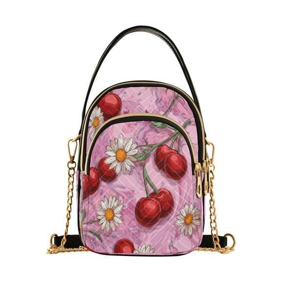 Leather Handbag Crossbody Bag Cherry Fruit