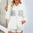 thumbnail image 6 of FAIWAD Women's Plus Size Denim Jacket Casual Long Sleeve Lapel Vintage Jean Jacket with Sequin Pockets, 6 of 7