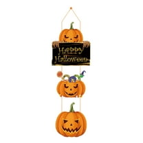 Harlier Happy Halloween Decorations Door Hanging Sign, 3Pieces Halloween Welcome Front Door Hanger Wreath Yard Wall Decor, Pumpkin Door Sign Set for Party Supplies Home Decor