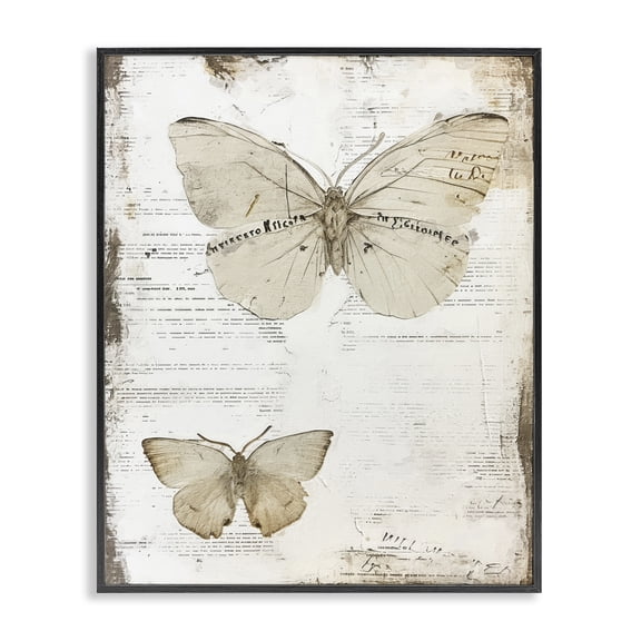 Stupell Industries Cottage Butterfly Journal Collage Black Framed Giclee Art, 11 x 14, by Riley B