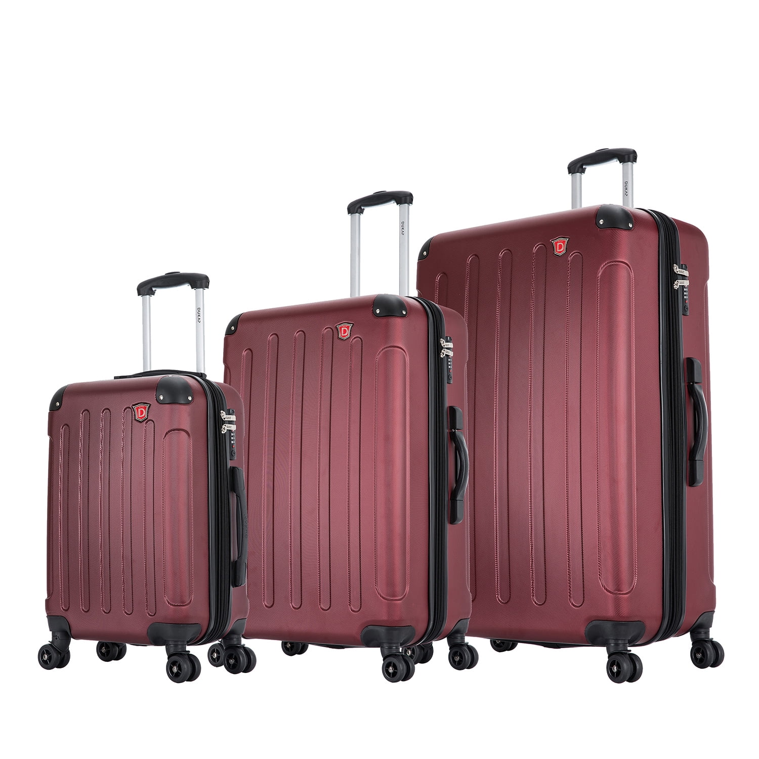 DUKAP Intely 3-Piece Smart Hardside Luggage Sets with USB Port and Integrated Weight Scale, (20"/28"/32"), Wine