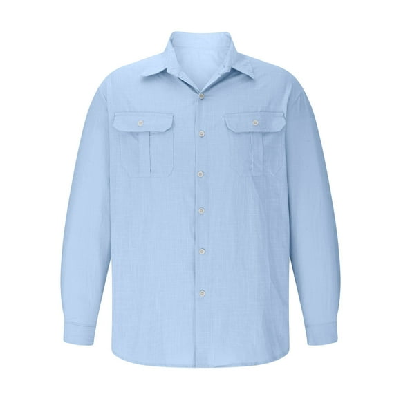 Long Sleeve Beach Shirt Mens Wedding Shirt Western Button Down Shirts for Men Casual Shirt for Men Comfy Shirts for Men, Light Blue, L