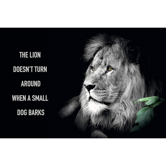 EzPosterPrints - Most Popular Lion Theme Quote Posters - Power Strength Brave Beast Motivational Quotes Poster Printing - Wall Art Print for Home Office - TURN-AROUND - 18X12 inches