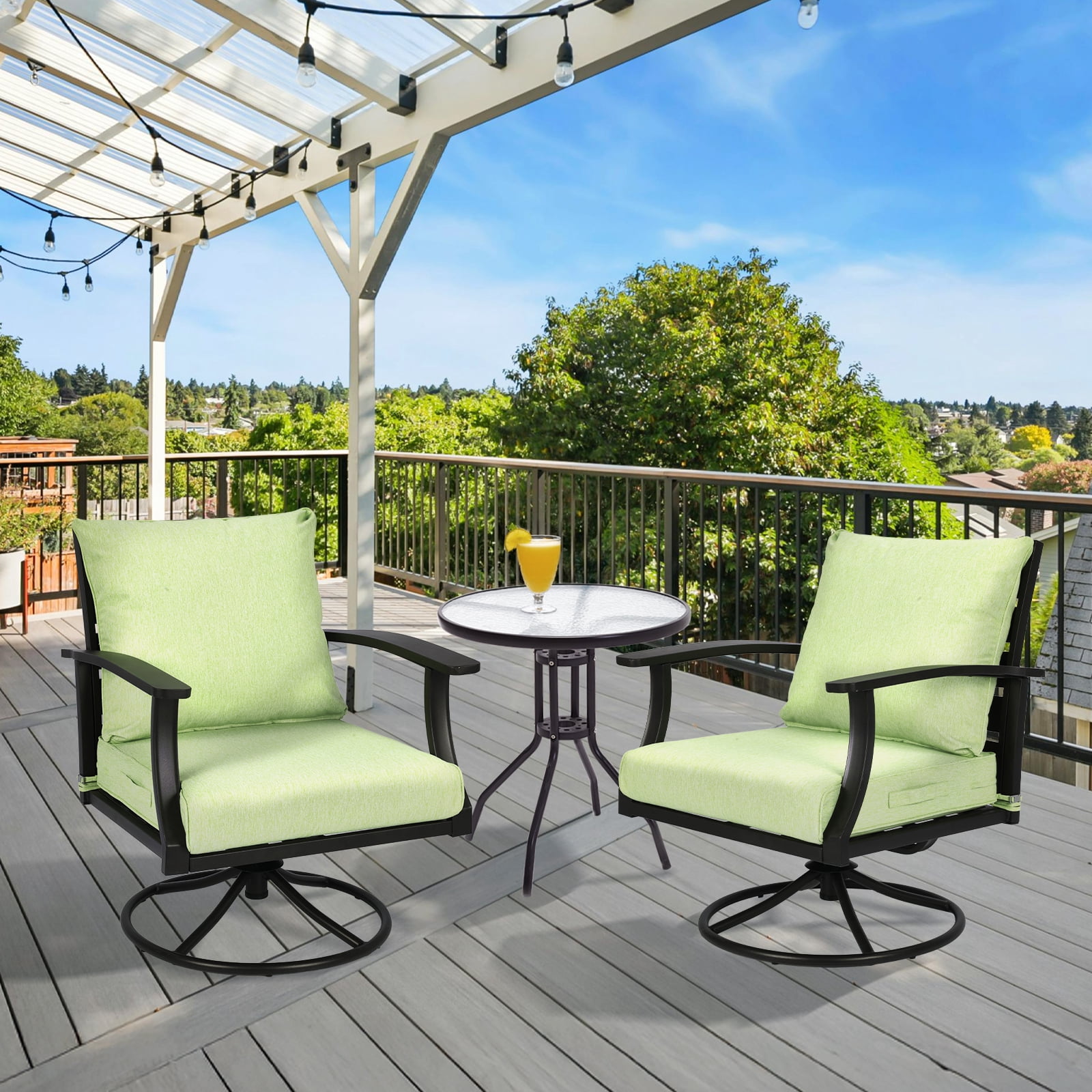 BPS 24x24 Inch Outdoor Deep Seat Patio Cushion Set, Water Repellant & Fade Resistant, Green