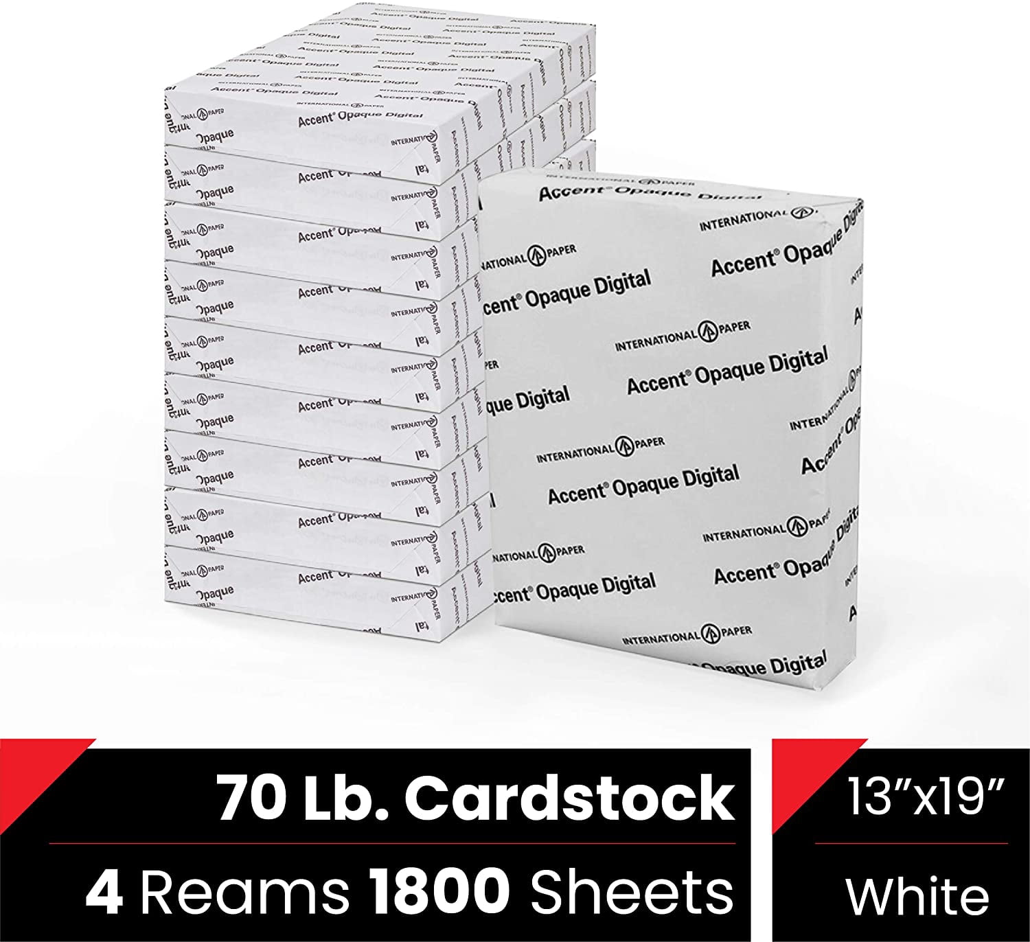 Accent Opaque White Printer Paper, 13” x 19” 28lb Copy Paper – 1,800 Sheets (4 Reams) – Premium Computer Paper with Super Smooth Finish, 97 Bright, 104gsm