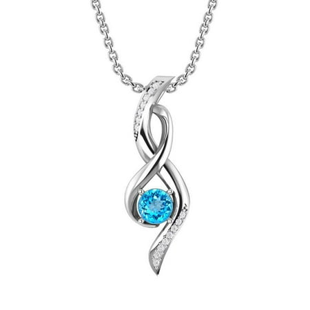 Silver Infinity Necklace with Swiss Blue Topaz
