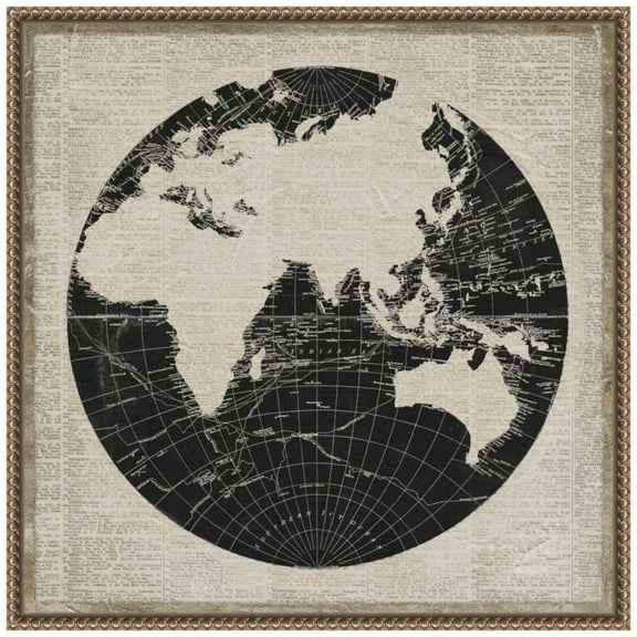Amanti Art World News Map II Framed Canvas Wall Art Print