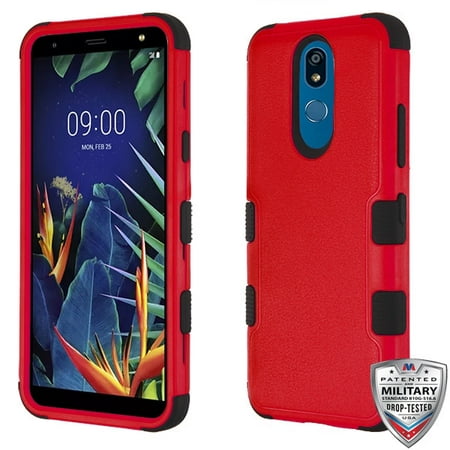 LG K40 Phone Case Tuff Hybrid Fusion Shockproof Impact Rubber Dual Layer Full Body Rugged Hard Soft Full Body Protective Shock Absorbent Bumper TPU Cover Red Black Phone Case for LG K40 (Best Rugged Android Phone 2019)
