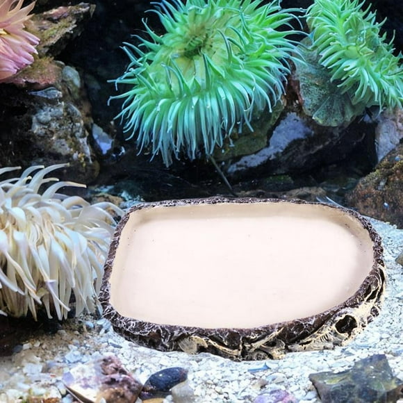 水族馆鱼缸乌龟晒台仿真石头树脂食盆乌龟蜥蜴树脂食盆