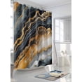 thumbnail image 3 of Marble Black Golden Shower Curtain Set, Waterproof Shower Curtains for Bathroom, Aesthetics Modern Abstract Ink Painted Washable Fabric Cloth Bath Curtain for Bathtub with Hooks 72x78 Inches, 3 of 6