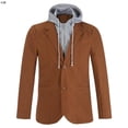 thumbnail image 1 of Traje de hombre con capucha y sombrero extraíble con costuras, traje informal ajustado de dos botones, chaqueta de una pieza de gran tamaño, 1 of 6