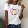 thumbnail image 2 of Bowake Femmes Easter T-Shirt Mignon Œuf Graphique Tee Lettre Imprimée Hauts Décontractés Col Rond Manches Courtes T-Shirt Cadeaux Easter, 2 of 3