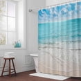 thumbnail image 3 of Summer Ocean Bathroom Shower Curtain, Modern Blue Beach Waves Blue Sky Waterproof Washable Soft Bath Curtain for Bathtub Decor with 12 Hooks&Grommet, 36x72 Inch, 3 of 9