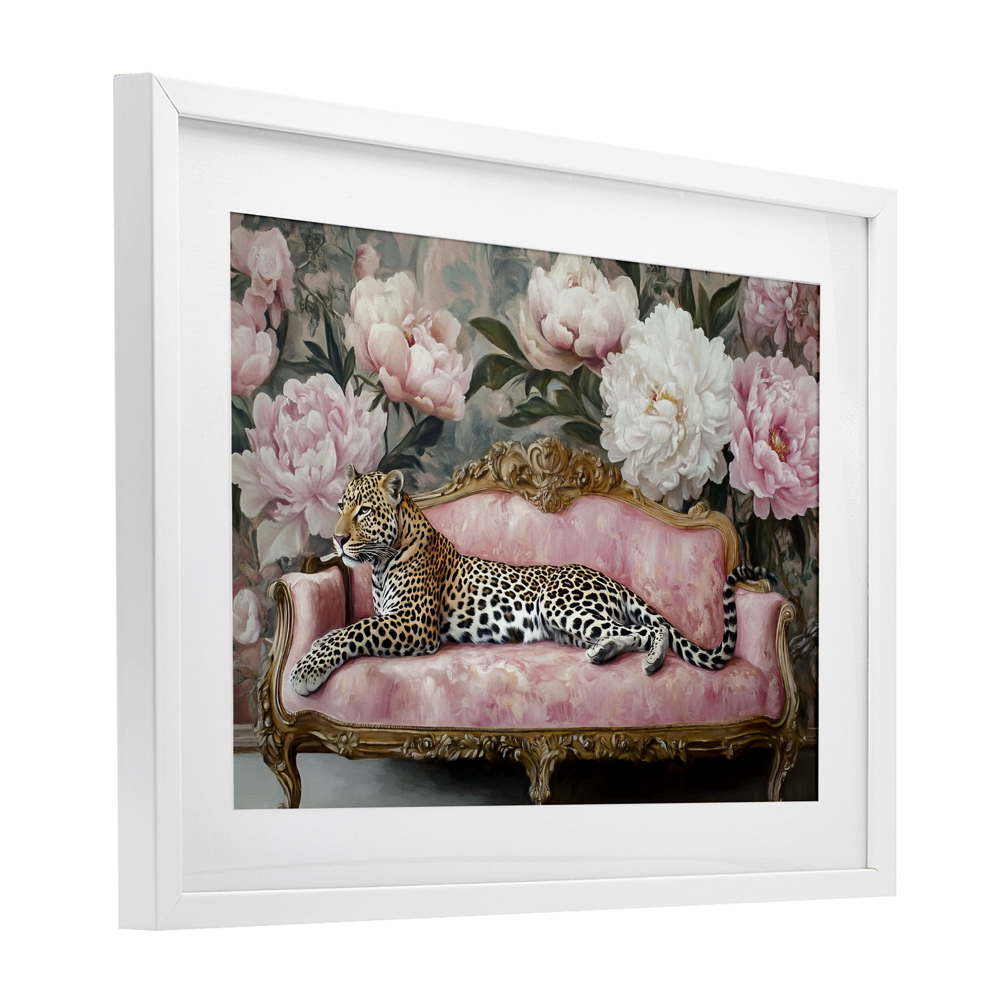 Stupell Industries Where The Leopard Dreams White Framed Print Under Glass, design by Tina LeCour
