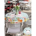 thumbnail image 4 of Outdoor Tablecloth with Umbrella Hole and Zipper, Easter Bunny Round Table Cloth 60 Inch Waterproof Tablecloth, Easter Eggs Spring Farmhouse Wood Grain Teal Blue Picnic Table Cover for Patio Camping, 4 of 7