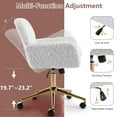 thumbnail image 3 of PORKISS Vanity Chair with Back, Home Office Chair, Ergonomic Home Desk Chair with Artificial Rabbit Hair, Adjustable Swivel Task Computer Chair with Arm, Wheels, Beige, 3 of 9