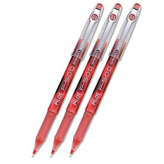 Pilot Precise P-500 Gel Rolling Ball Pen, Extra Fine Red Ink 3-PACK(38602)