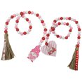 thumbnail image 1 of 2pcs Valentine's Day Wood Bead Garland Hemp Rope Tassel Rustic Hanging Decor, 1 of 9