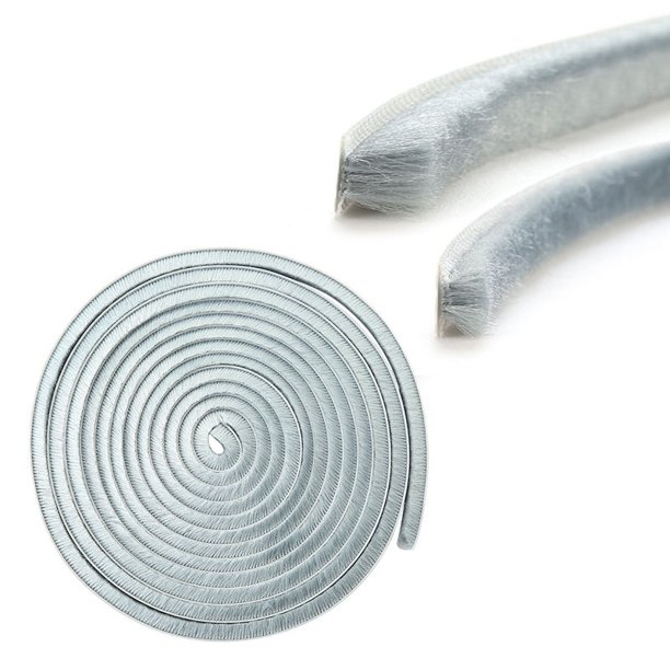 Tira de sello de cepillo para puerta corredera 5 metros Sello anti corriente Autoadhesivo Sello de escoba autoadhesivo para puertas Ventanas para espacios entre 2,5 mm y 4,5 mm Gris plateado ShuxiuWang 8390605801297
