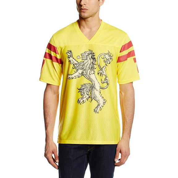 Game of Thrones House Lannister Men's Yellow Athletic Football Jersey, Medium