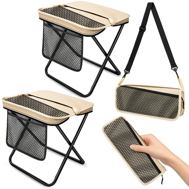 Taburete de camping OrbitShell plegable y portátil color caqui, paquete de 2