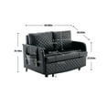 thumbnail image 5 of Convertible Sleeper Sofa Bed, Modern Loveseat Couch with Pull Out Bed, Small Love Seat Futon Sofa Bed with Headboard, Pillows, Storage Space & Side Pockets  for Living Room (Black), 5 of 9
