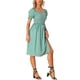 thumbnail image 4 of Vestido Gingham con Fruncido Inspire Chic para Mujer, Cuello Cuadrado, Con Abertura Lateral, Vestidos de Cuadros Casual XS Verde, 4 of 6