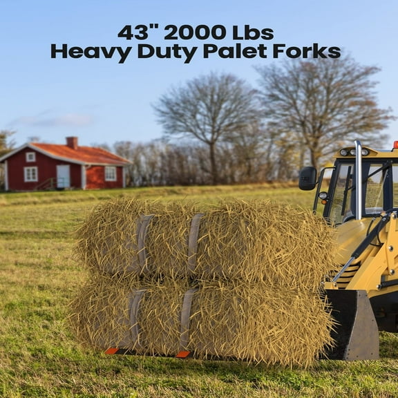 AOILE 43" Clamp on Pallet Forks, 2000LBS Heavy Duty Quick Attach Fork for Tractor Loader Skid Steer