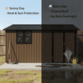 thumbnail image 2 of JXXRZ 12x10 FT Metal Storage Shed with Window, Shelves & Foldable Workbench, Lockable Garden Shed, Brown&Black, 2 of 10