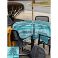 thumbnail image 5 of Outdoor Tablecloth with Umbrella Hole for Patio/Picnic/Party/Camping, Teal Green Palm Tree Waterproof Table Cloth Square Cover Washable, Coastal Tropical Trees Vintage Summer (54"x 54"), 5 of 9