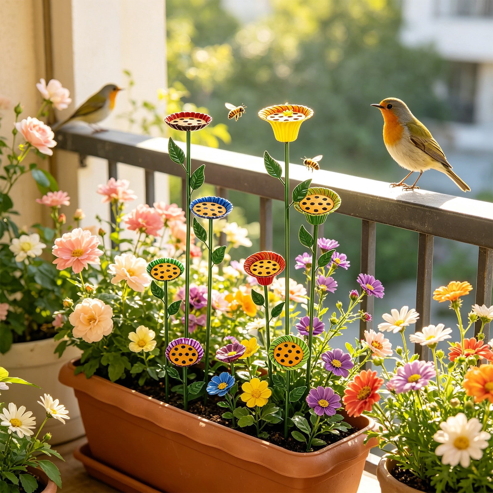 Ground Bird Feeder Pole for Bird Feeder Metal Yard Art Outdoor and Garden Outdoor Metal Art Outdoor Yard Decor