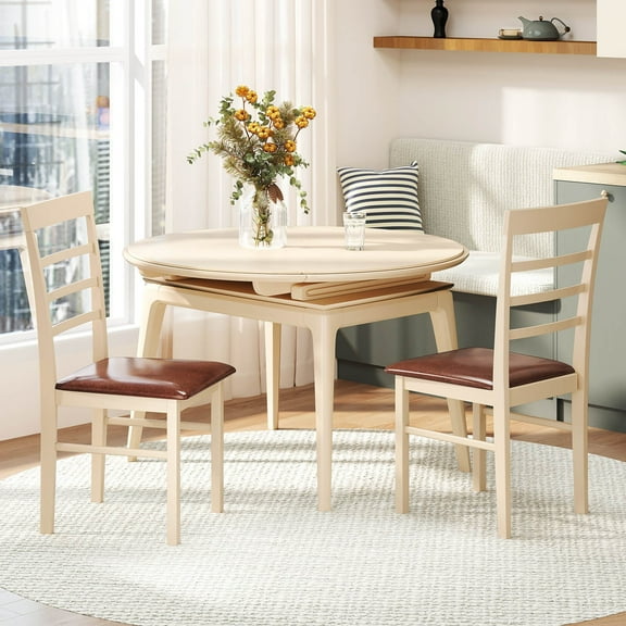 BOBOKY Wooden Dining Chair Set of 2, Rubberwood Frame with Padded Seat, Modern Kitchen Chairs for Dining Room Table, Sturdy Comfortable Side Chairs.