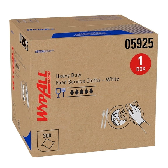 CriticalClean Cloths Heavy Duty Foodservice Wipes (05925), Quarterfold Towels, White (1 Box of 300 Sheets, 300 Sheet Total)