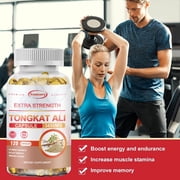 Tongkat Ali Capsules - Energy, Increased Muscle Mass, Improved Athletic Performance, and Improved Blood Circulation - 120 Count