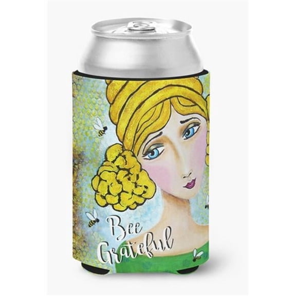 Bee Grateful Girl with Beehive Can or Bottle Hugger
