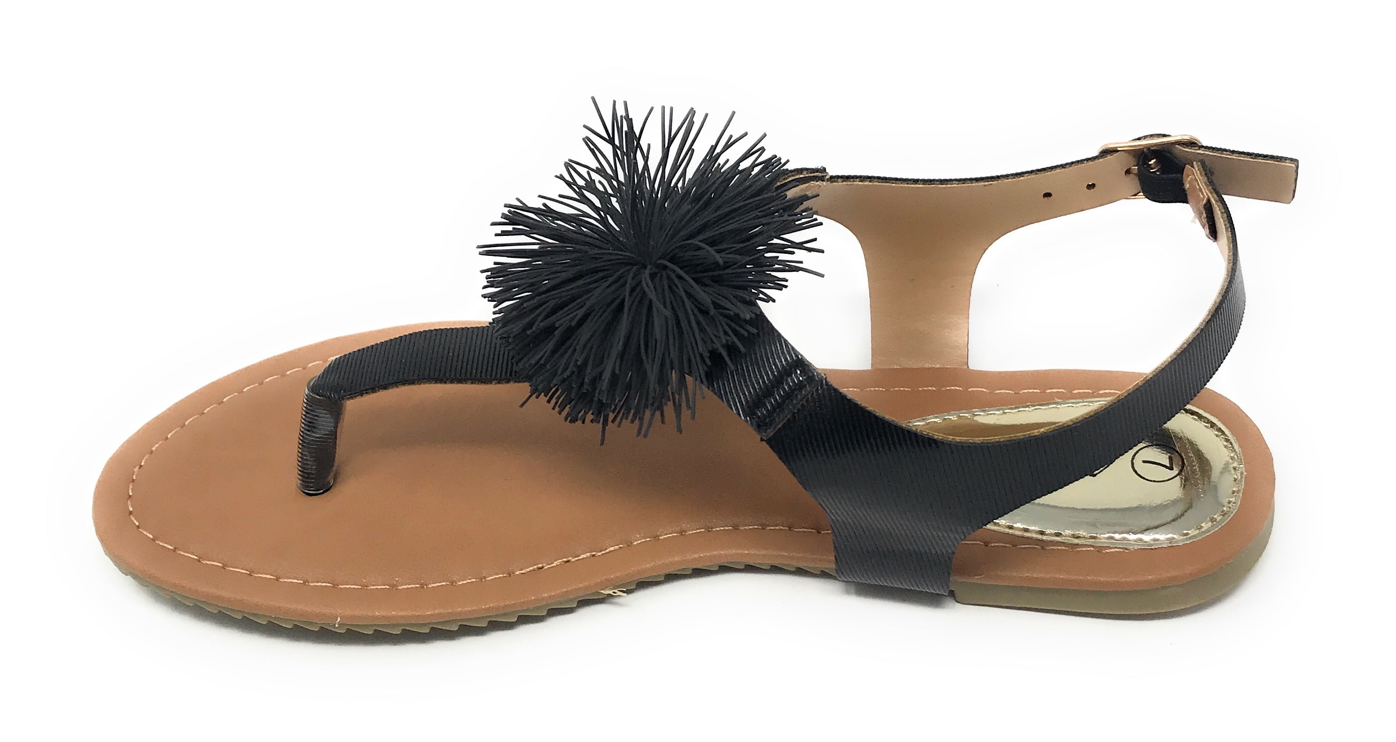 Victoria K Women's PomPom With Side Buckle Sandals
