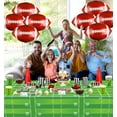 thumbnail image 7 of Football Party Decorations - 3 Pcs Football Tablecloths, 8 Pcs Foil Football Balloons Football Field Disposable Table Cover for Sports Event Game Day Football Theme Party Supplies, 7 of 7