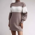 thumbnail image 3 of Bigersell Ladies New Summer Dresses Women Short Sleeve Casual Loose Stripe Splicing Sweater Knit Dress Boho Wedding Dress Women Shirt Dress Dresses, Style 28788, Coffee S, 3 of 5