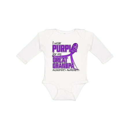 

Inktastic I Wear Purple for My Great Grandpa Alzheimers Awareness Boys or Girls Long Sleeve Baby Bodysuit