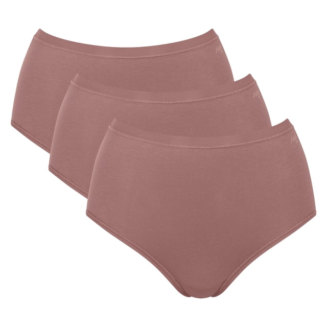 Sloggi Calzoncillos de cintura alta para mujer, pack de 3 - GO Daily Cotton Highwaist 3P, pantalones, algodón elástico Marrón L (Large)