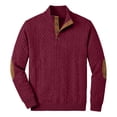 thumbnail image 2 of UDAUDU Mens Casual Knitted Pullover Sweater Long Sleeve Stand Collar Vintage Fall Winter Button Sweatshirt with Elbow Patches Wine M, 2 of 6