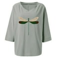 thumbnail image 2 of T-Shirt pour Femmes Col Rond en V Décontracté en Coton Chandail Hauts Libellules T-Shirt pour Dames Haut, 2 of 4