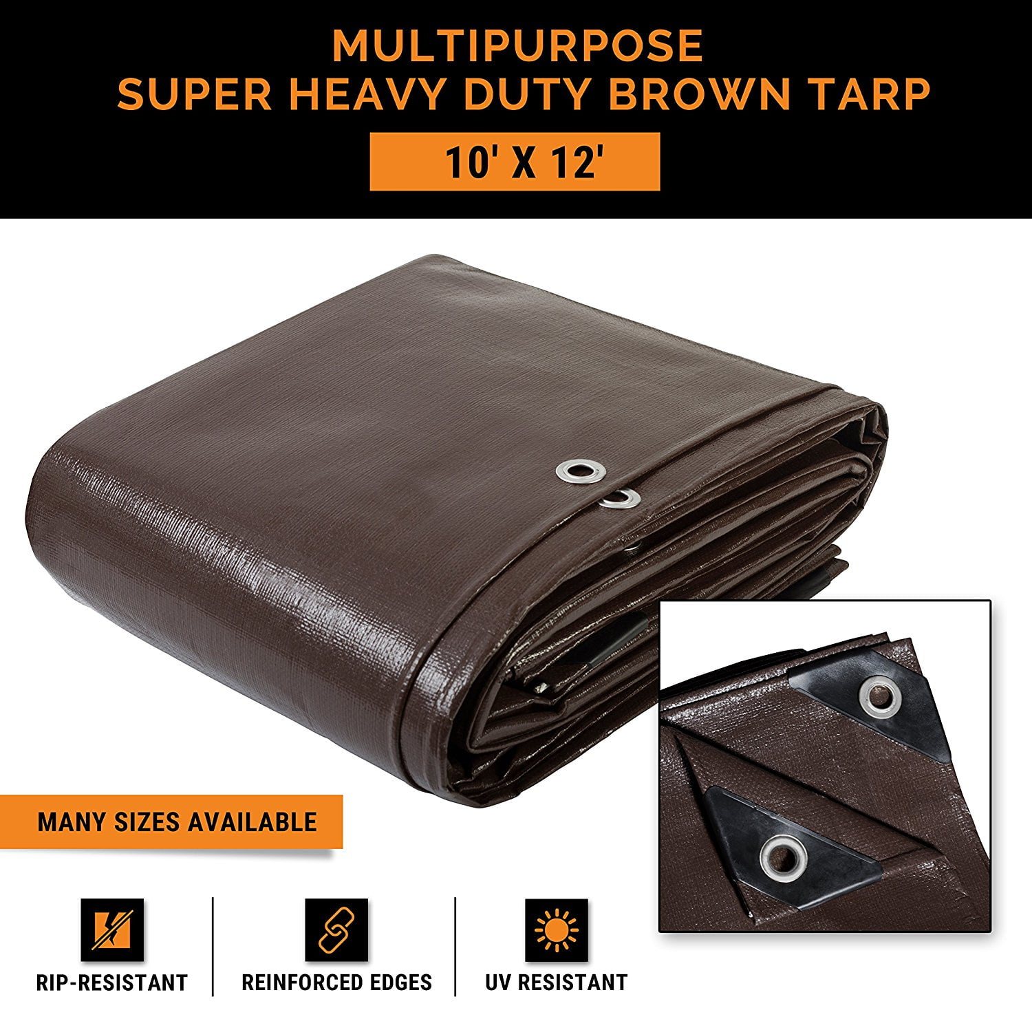 Super Heavy Duty Brown Poly Tarp 10' x 12'