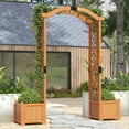 thumbnail image 5 of Gymax Wooden Garden Arbor w/ 2 Planter Boxes Drainage 6 FT Solid Wood Arbour Trellis Yellow, 5 of 10