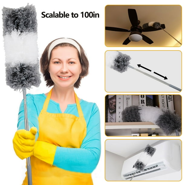 Eeekit Microfiber Duster With Extension Pole Extra Long 100 Inches Bendable Head Extendable For Cleaning Ceiling Fan High Keyboard Furniture Cobweb Com Eeekit Microfiber Duster With Extension, High Ceiling Fan Cleaner