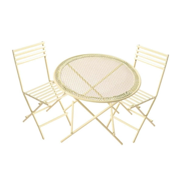 Juego de muebles de metal para casa de muñecas, juego de mesa y sillas para casa de muñecas en miniatura, 1/12 Amarillo