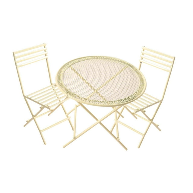 Accesorios para jardín de hadas, mesa y sillas de exterior para casa de muñecas, muebles para casa de muñecas Amarillo